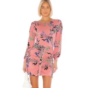 NWT House Of Harlow Revolve Siri Japanese Floral Mini Dress Small Pink Feminine